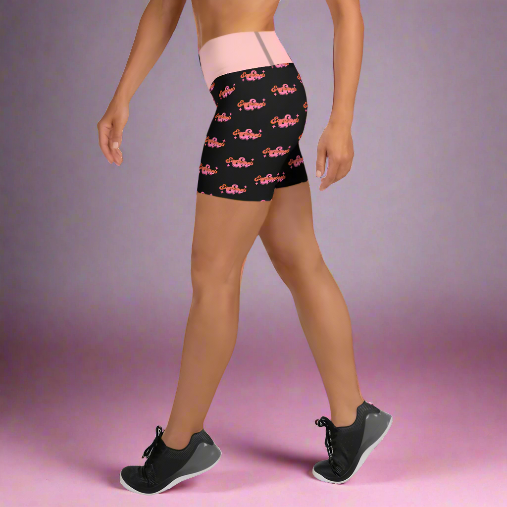 Yoga Shorts-Pink Star