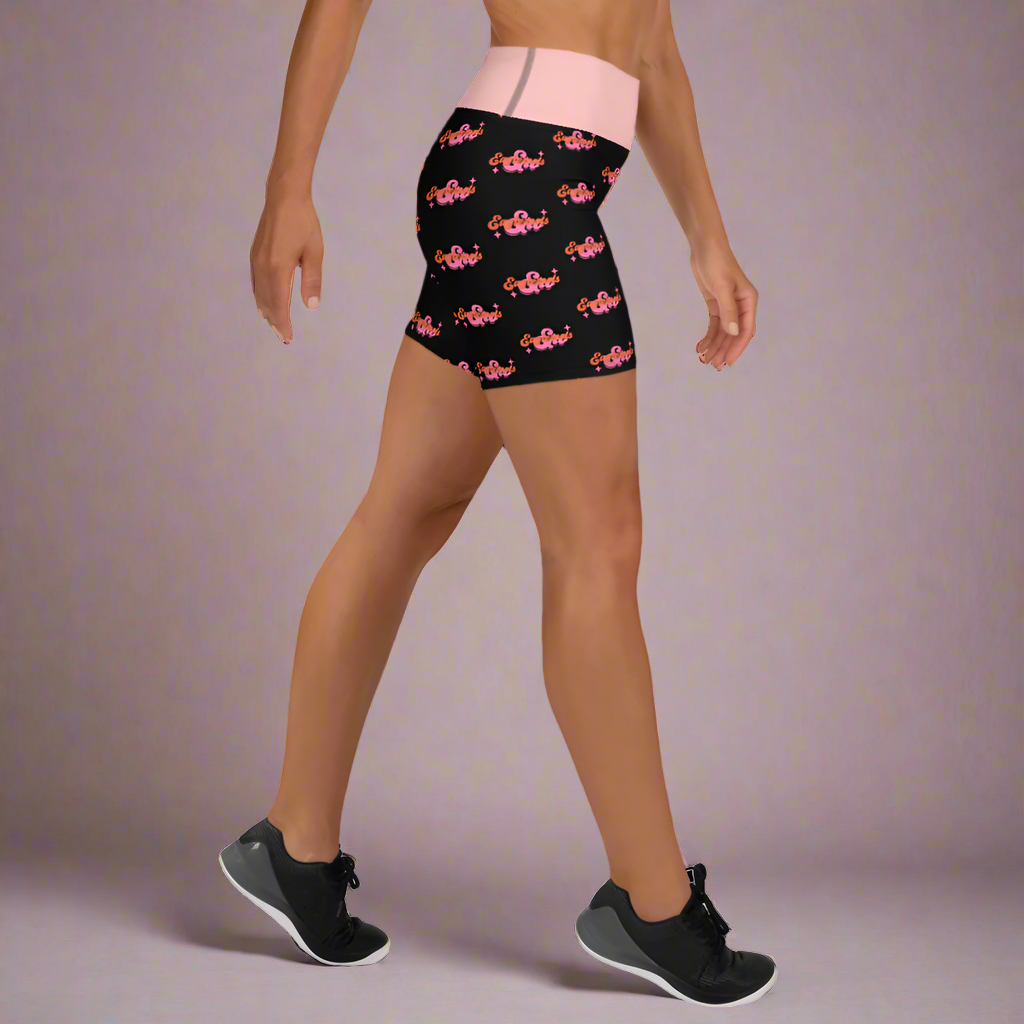 Yoga Shorts-Pink Star